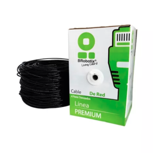 Bobina UTP, Exterior, Doble Forro BROBOTIX 176122, 100 m, Negro, Exterior, Cat6