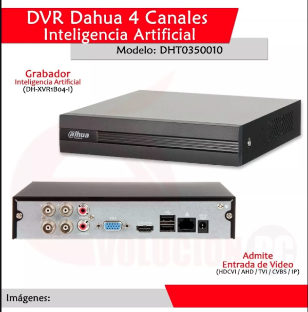 XVR Dahua 4 Canales 2MP lite Dahua Technology DH-XVR1B04-I